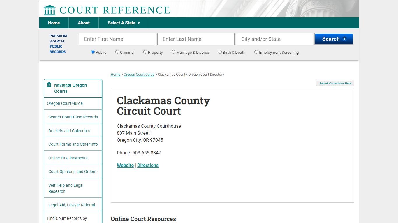 Clackamas County Circuit Court - CourtReference.com